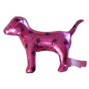 Victoria's Secret PINK Plush Stuffed Red with Black Polka Dots "LOVE PINK" Dog